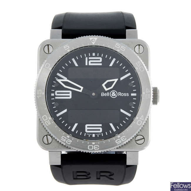 BELL & ROSS - a gentleman's stainless steel BR03 Type Aviation wrist watch.