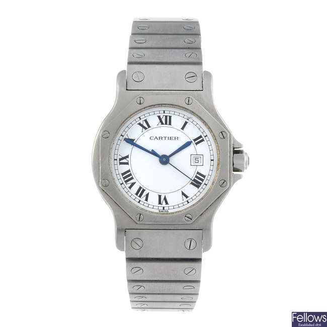 CARTIER - a stainless steel Santos Ronde bracelet watch.
