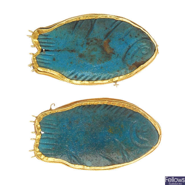 Two Ancient Egyptian jewellery components.