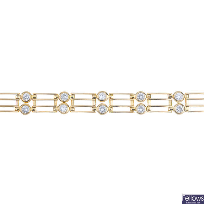 A 9ct gold gem-set bracelet.