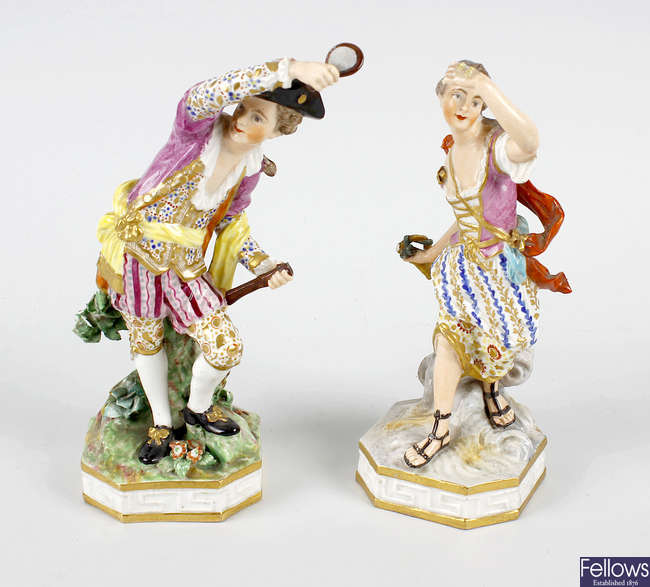 A pair of 18th century porcelain figures attributed to Derby
