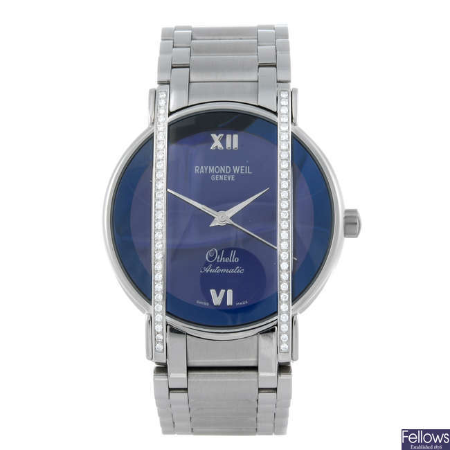 RAYMOND WEIL - a factory diamond set stainless steel Othello bracelet watch.
