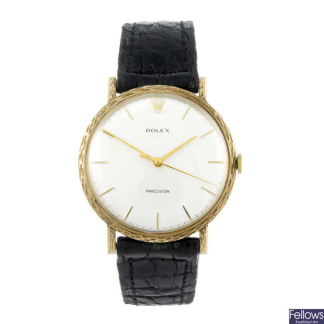 ROLEX - a gentleman's 9ct yellow gold Precision wrist watch.
