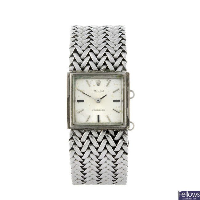 ROLEX - a lady's stainless steel Precision bracelet watch.