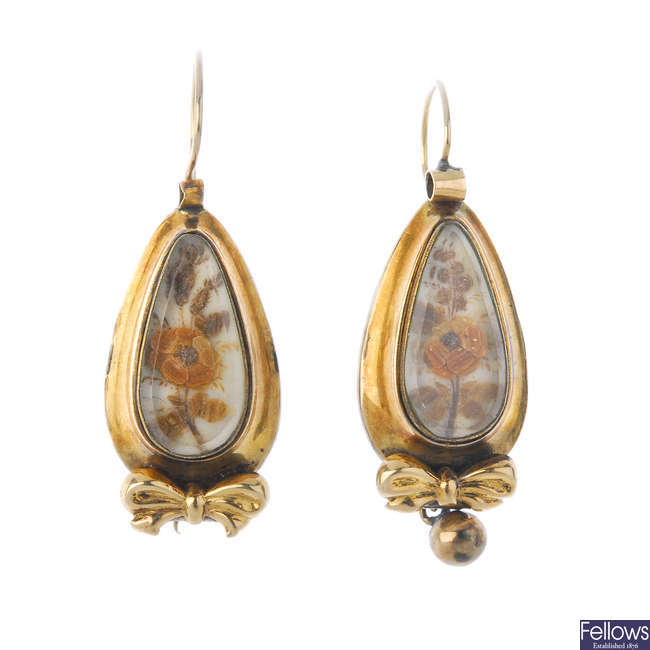 A pair of late Victorian memorial ear pendants. 
