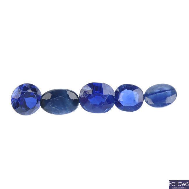 A selection of vari-shape sapphires, total weight 19.9cts.