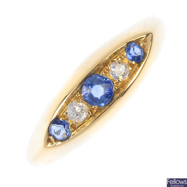 An early 20th century 18ct gold sapphire and diamond dress ring. 
