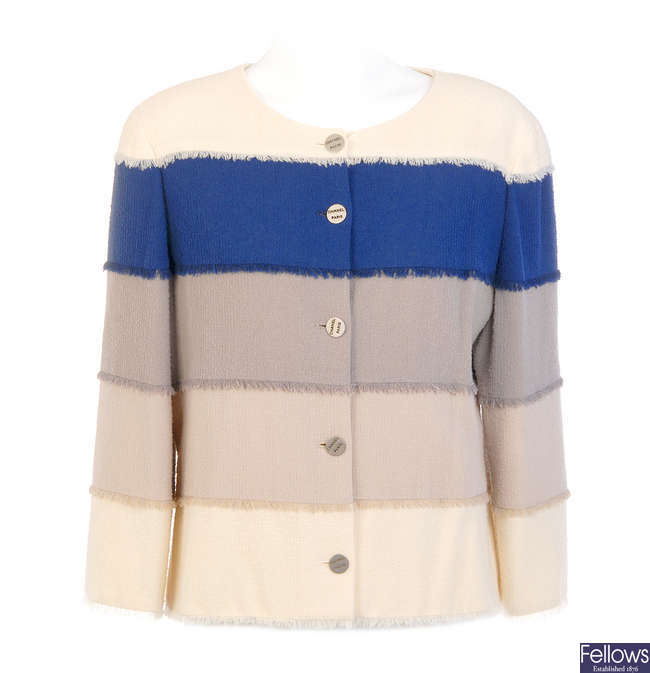 CHANEL - a panelled boucle jacket.