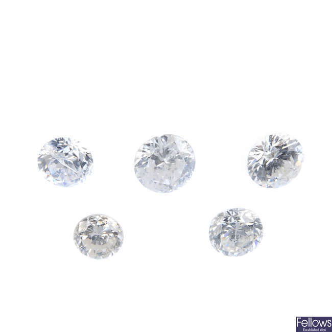 Five brilliant-cut diamonds, total weight 0.71ct