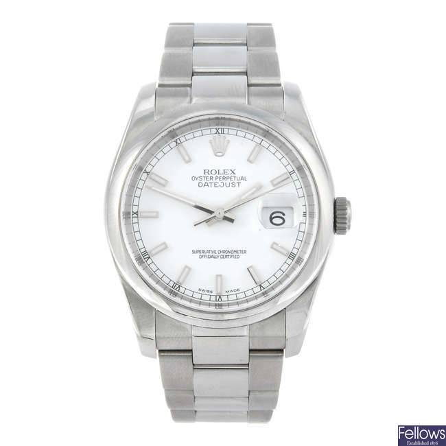 ROLEX - a gentleman's stainless steel Oyster Perpetual Datejust bracelet watch.
