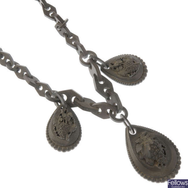 A late 19th century vulcanite necklace.