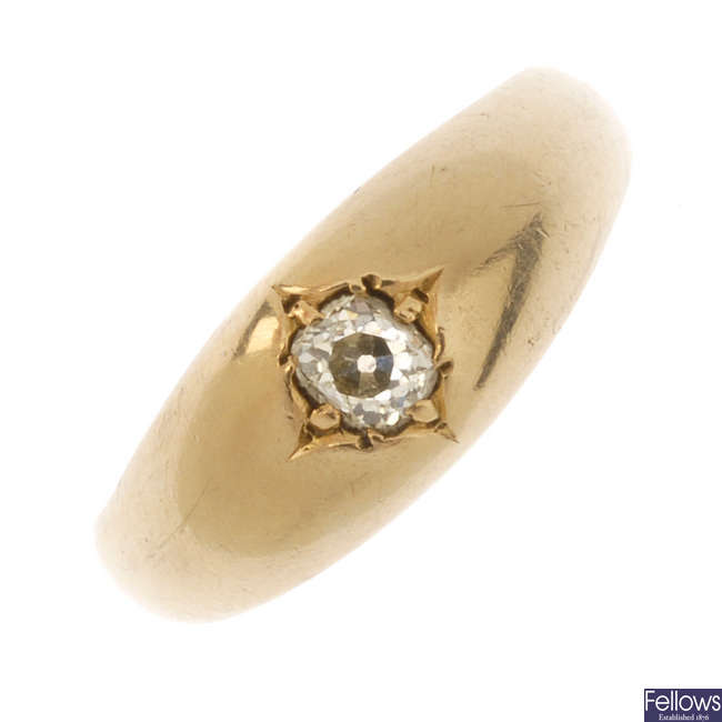 A late Victorian 18ct gold diamond single-stone ring. 