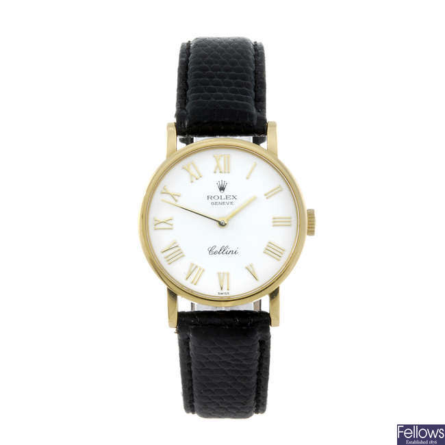 ROLEX - a lady's 18ct yellow gold Cellini wrist watch.
