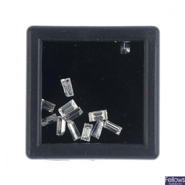 A selection of baguette-cut diamonds, total weight 1.15cts