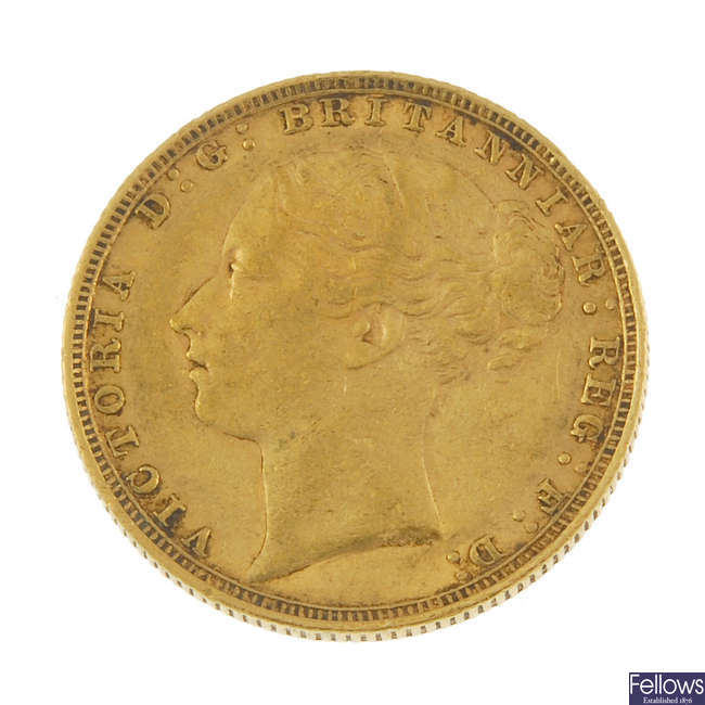 Victoria, Sovereign 1884, young head. 