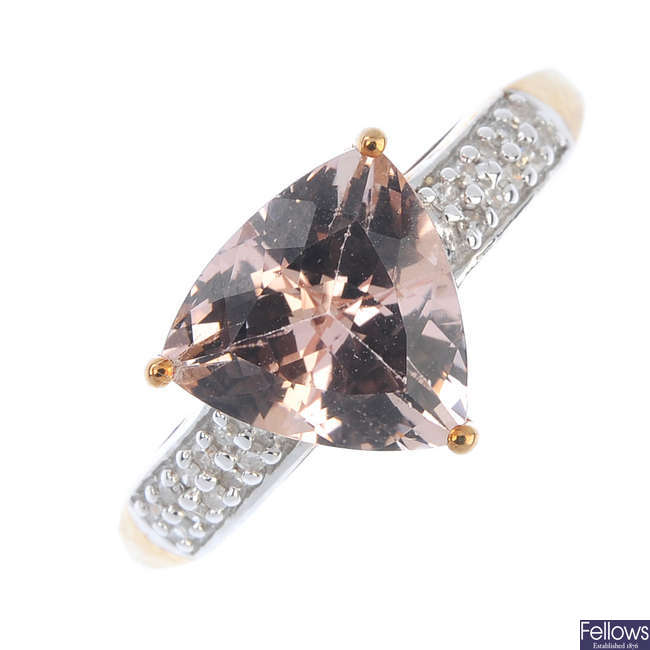 A 9ct gold morganite and diamond ring.