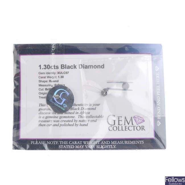 A brilliant-cut 'black' diamond, weighing 1.30cts.