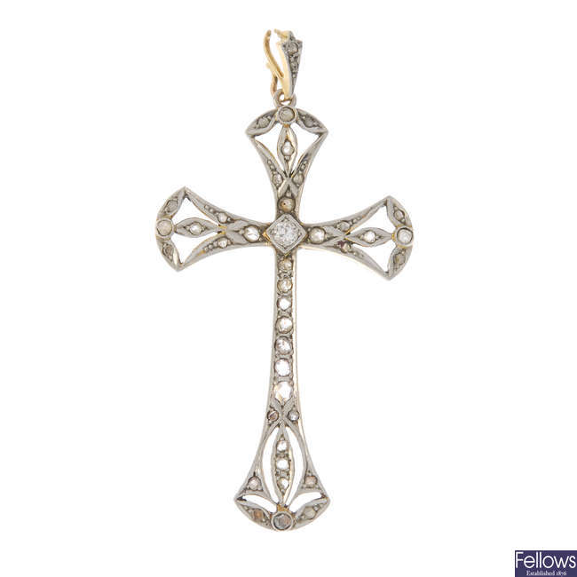 An early 20th century diamond cross pendant.