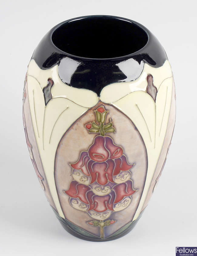A Walter Moorcroft Foxglove pattern vase