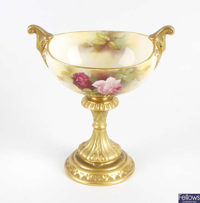 A Royal Worcester porcelain pedestal dish.