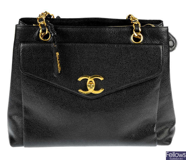 CHANEL - a caviar leather handbag.