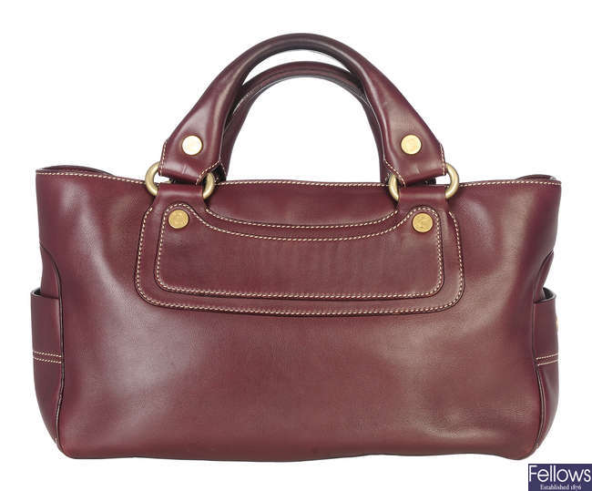 CELINE - a burgundy leather Boogie handbag.