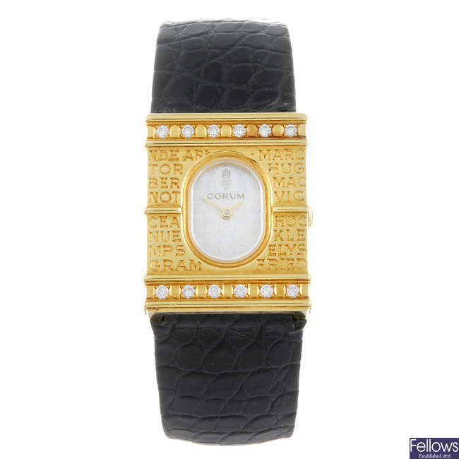 CORUM - a lady's factory diamond set 18ct yellow gold wrist watch.