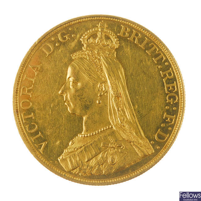 Victoria, gold Five-Pounds 1877.