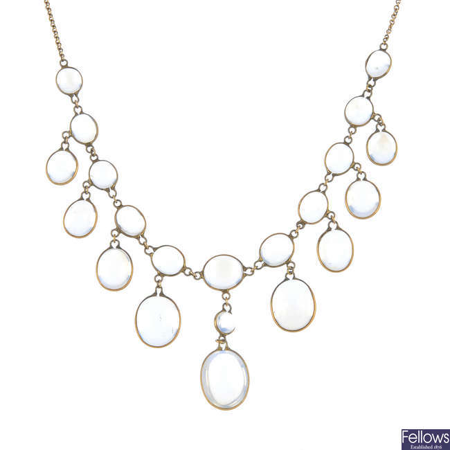 A moonstone necklace.