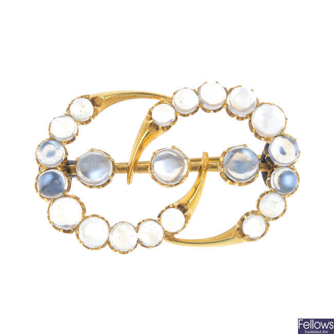 An early 20th century moonstone brooch.
