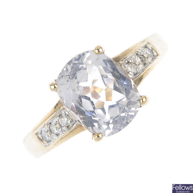 A 9ct gold kunzite and diamond dress ring.