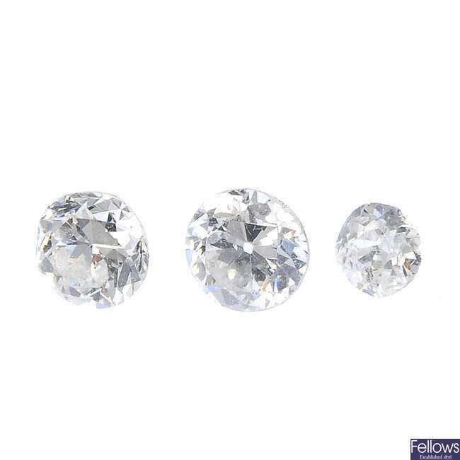 A selection of brilliant-cut diamonds, total weight 0.60ct.