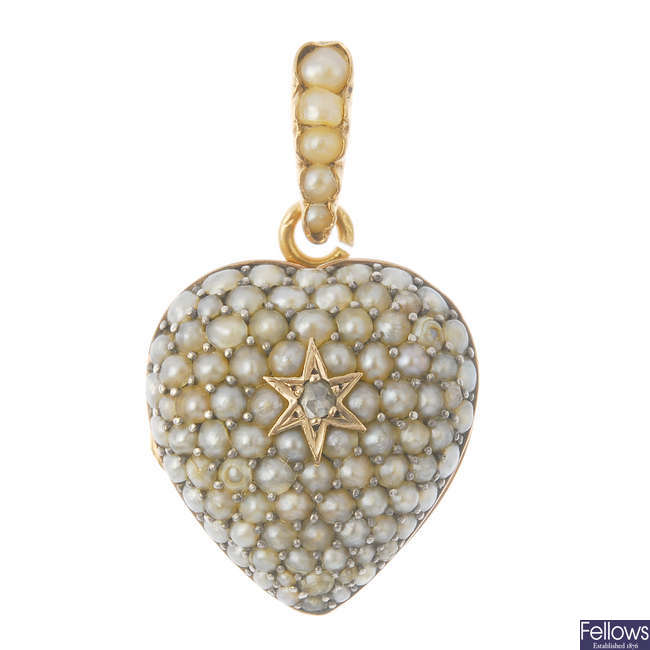 A late 19th century split pearl heart locket.