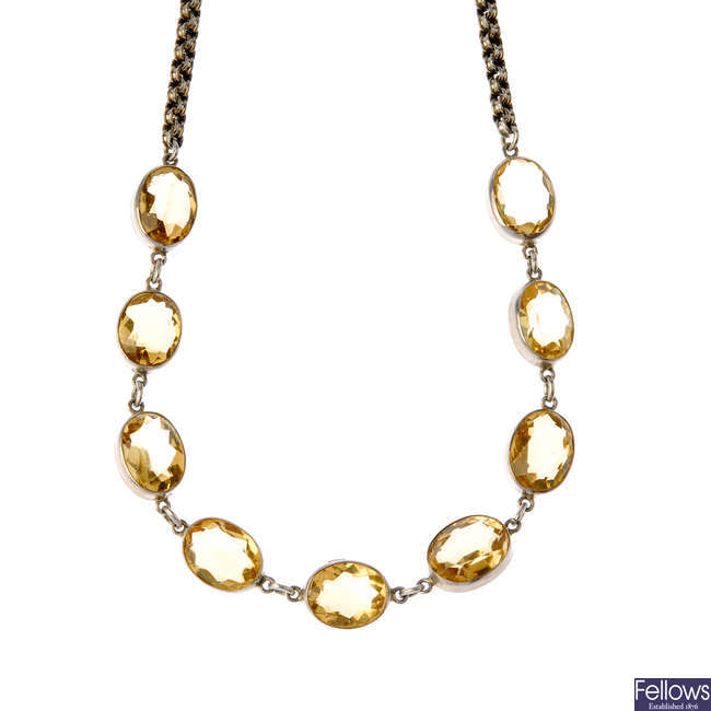 An early 20th century citrine necklace.