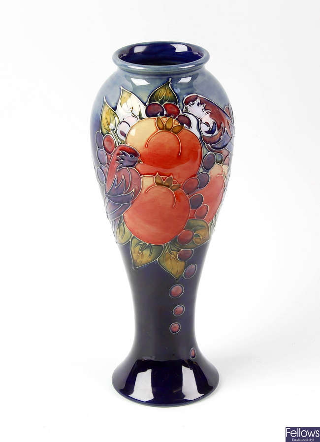A Moorcroft pottery Finches pattern vase