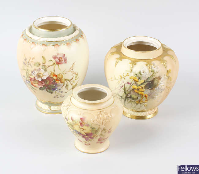 A group of Royal Worcester porcelain items.
