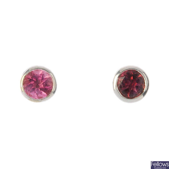 MAPPIN & WEBB - a pair of 18ct gold tourmaline ear studs.