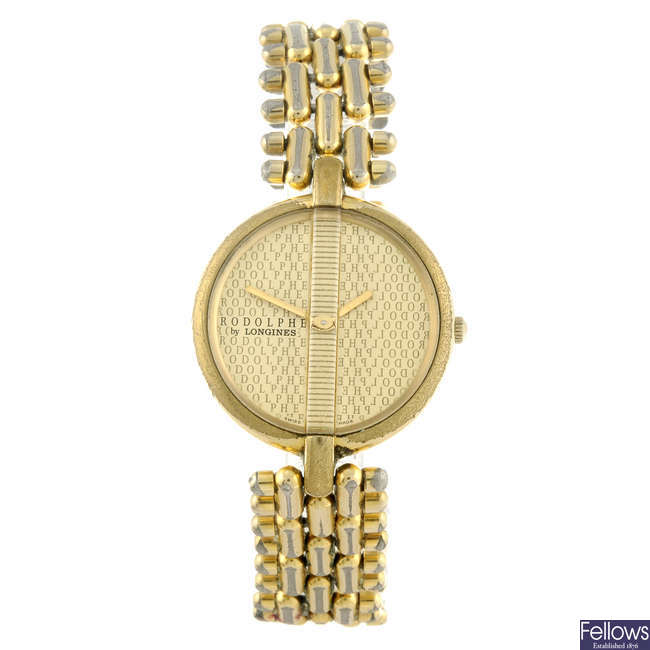 LONGINES - a gold plated Rodolphe bracelet watch.