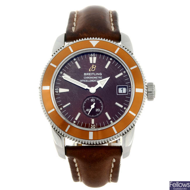 BREITLING - a gentleman's stainless steel Superocean Heritage 38 wrist watch.
