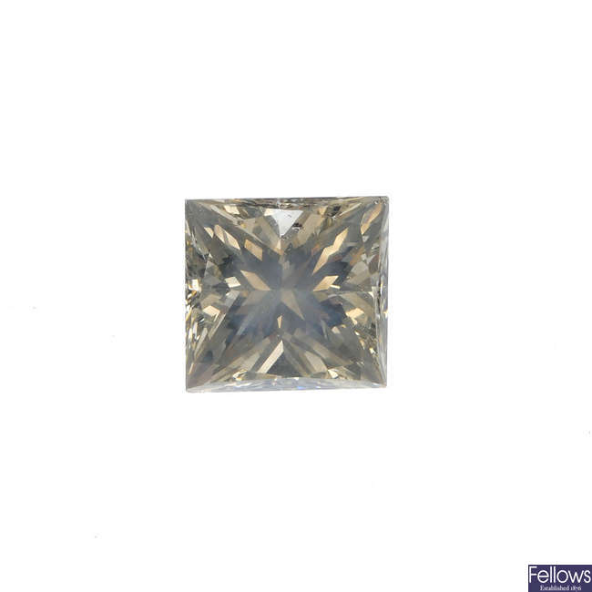 A square-shape coloured diamond, weighing 2.03cts.