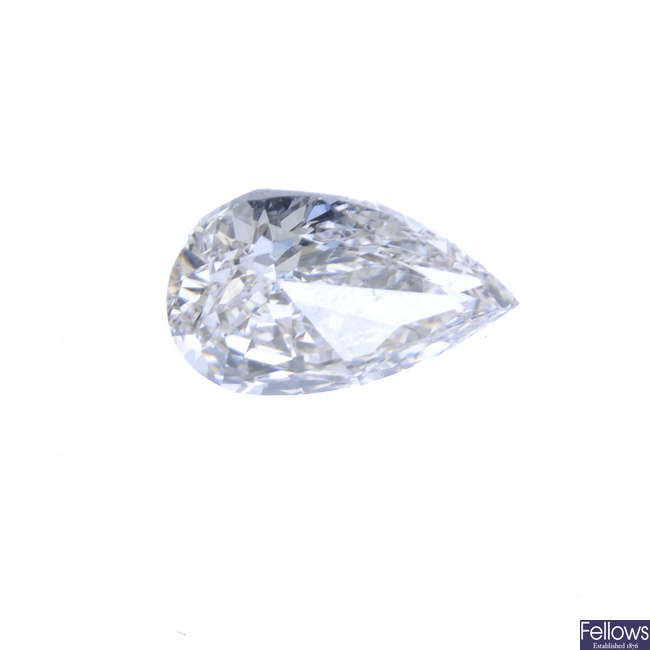 A pear-shape coloured diamond weighing 0.72ct.