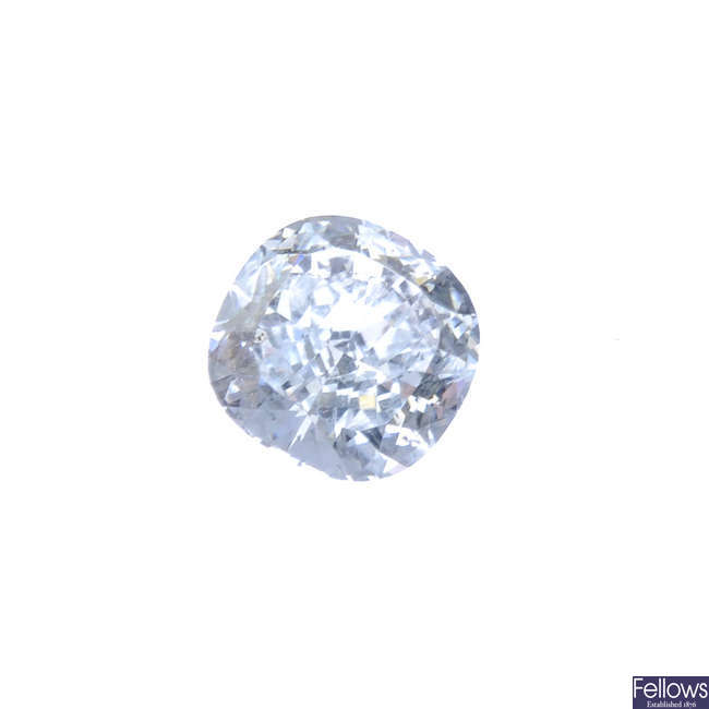 A cushion-shape coloured diamond, weighing 0.61ct