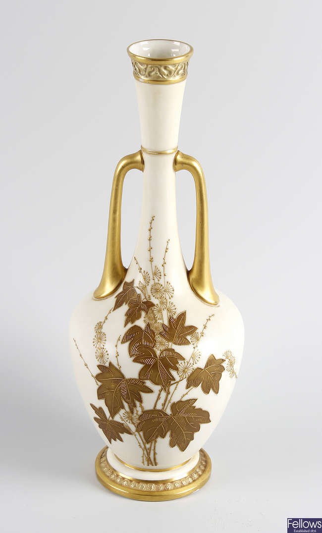 A Royal Worcester blush ivory porcelain vase.