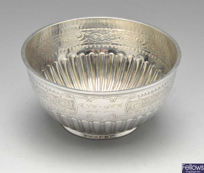 A Victorian silver sugar bowl.
