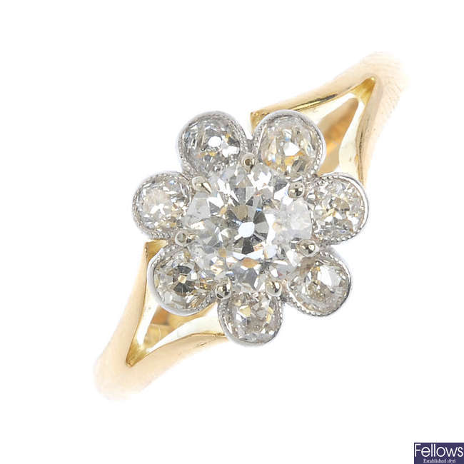 A diamond floral cluster ring.