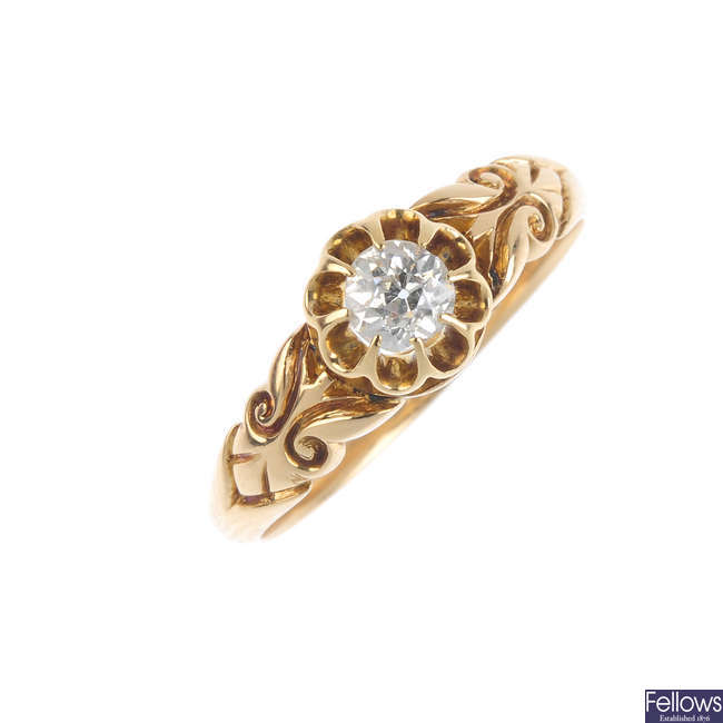 An Edwardian 18ct gold diamond single-stone ring.