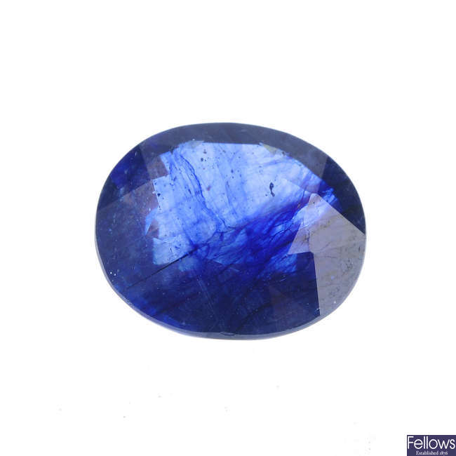 An oval-shape sapphire, weighing 7.97cts.