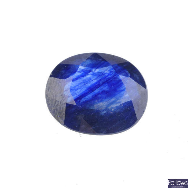 A oval-shape sapphire, weighing 7.04cts.