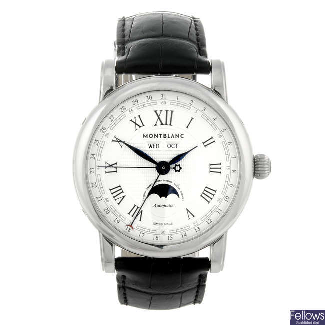 MONTBLANC - a gentleman's stainless steel Meisterstuck Moon phase wrist watch.