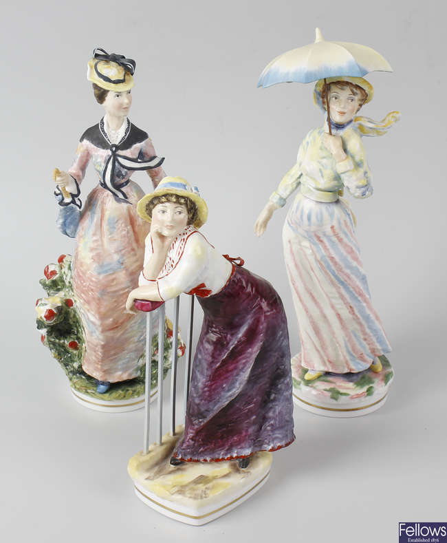 Three Royal Worcester Impressionist Series figures.
